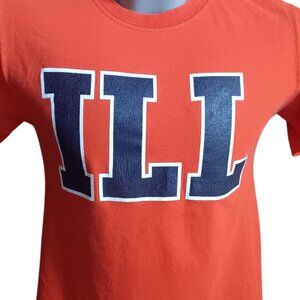Small Illinois Fighting Illini Orange T-Shirt Jerzees Heavyweight Cotton Y2K Vtg